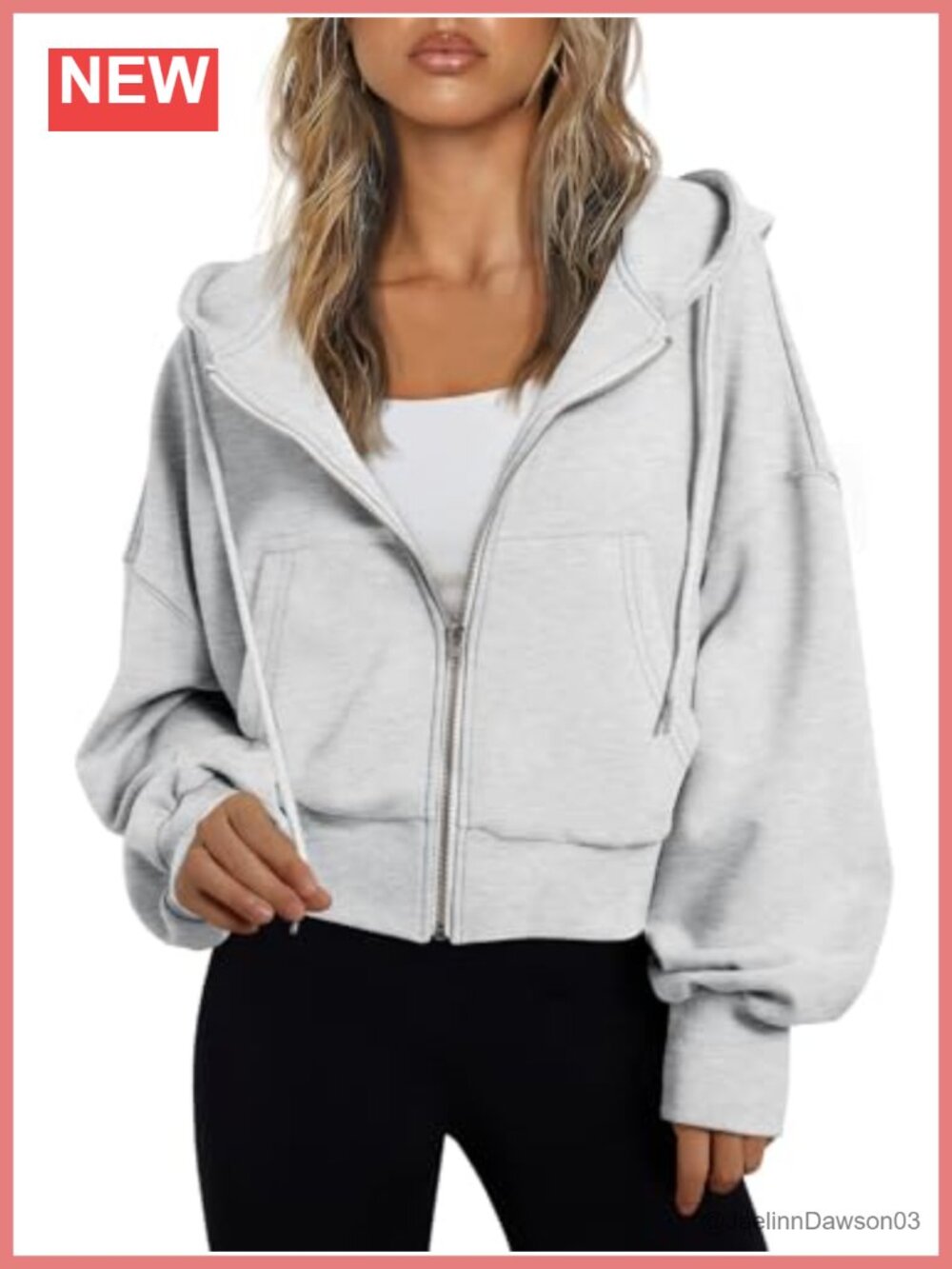 Essentials Cropped Zip Up Hoodie Women's Athleisure Drawstring Pockets